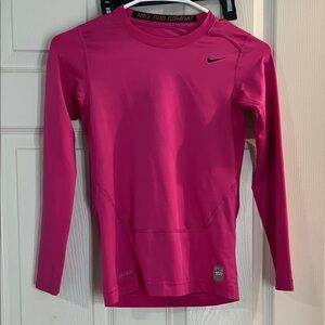 Nike Pro Youth Combat Pink Long Sleeve Shirt